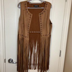 Relish Noless Women's Faux Suede Fringed Vest Open Front Hippy Cowgirl Western